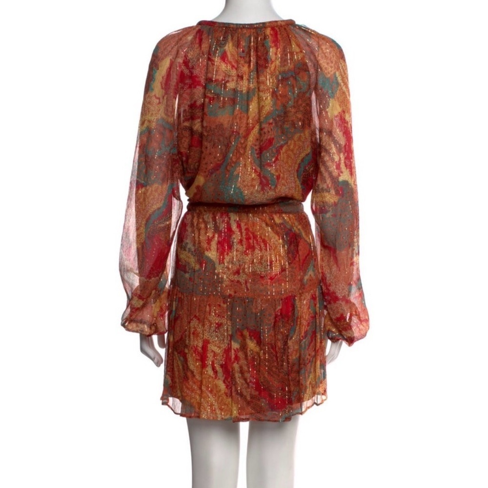 A.L.C. Red Mix Floral V-Neck Long Sleeve Mini Dress size 8 - Picture 7 of 7